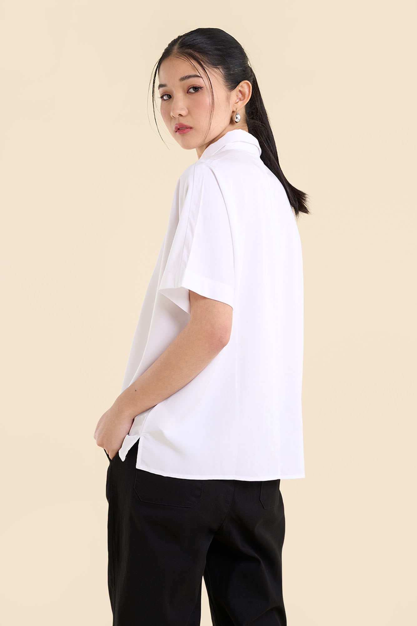 Dress Code Loose Short Sleeve Button Down Top
