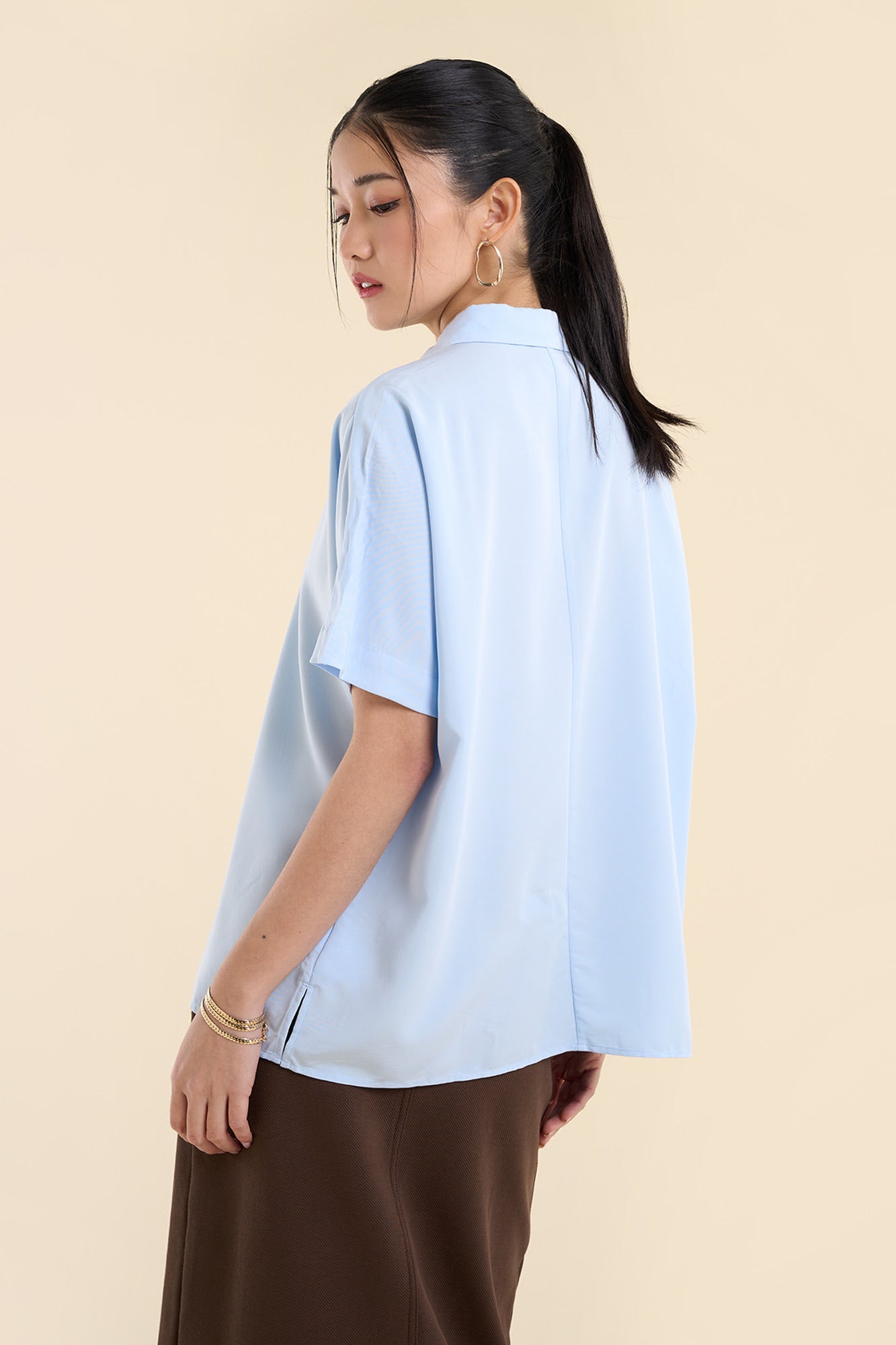 Dress Code Loose Short Sleeve Button Down Top