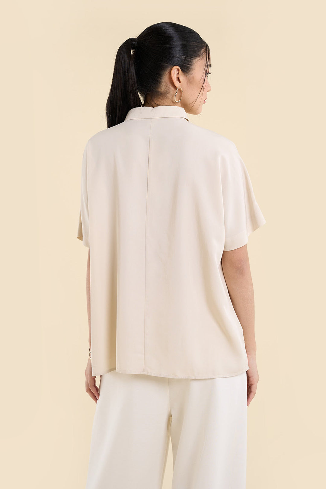 Dress Code Loose Short Sleeve Button Down Top