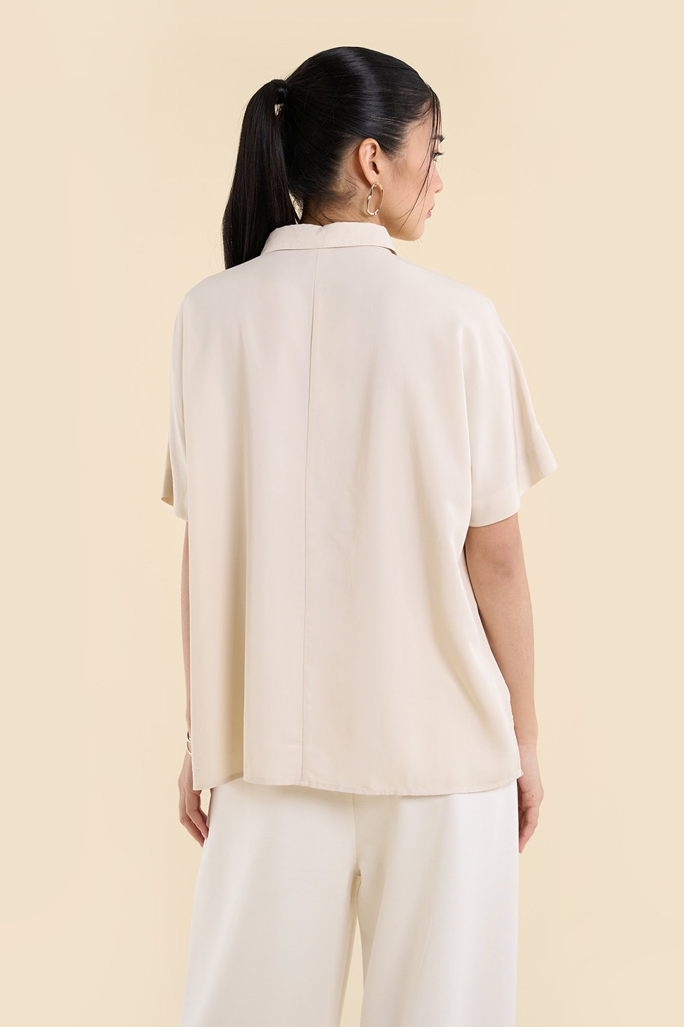 Dress Code Loose Short Sleeve Button Down Top