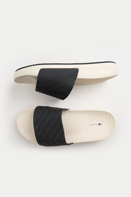 Men's Soft Footbed Slides with Embossed Pattern