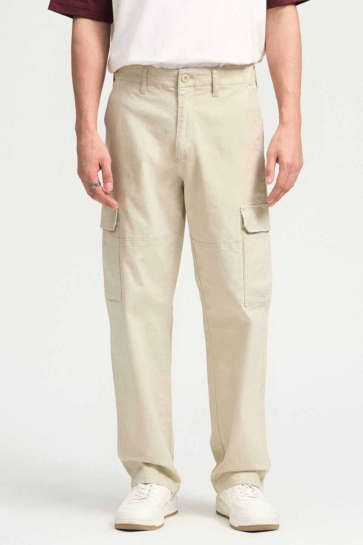 Straight Fit Cargo Canvas Pants