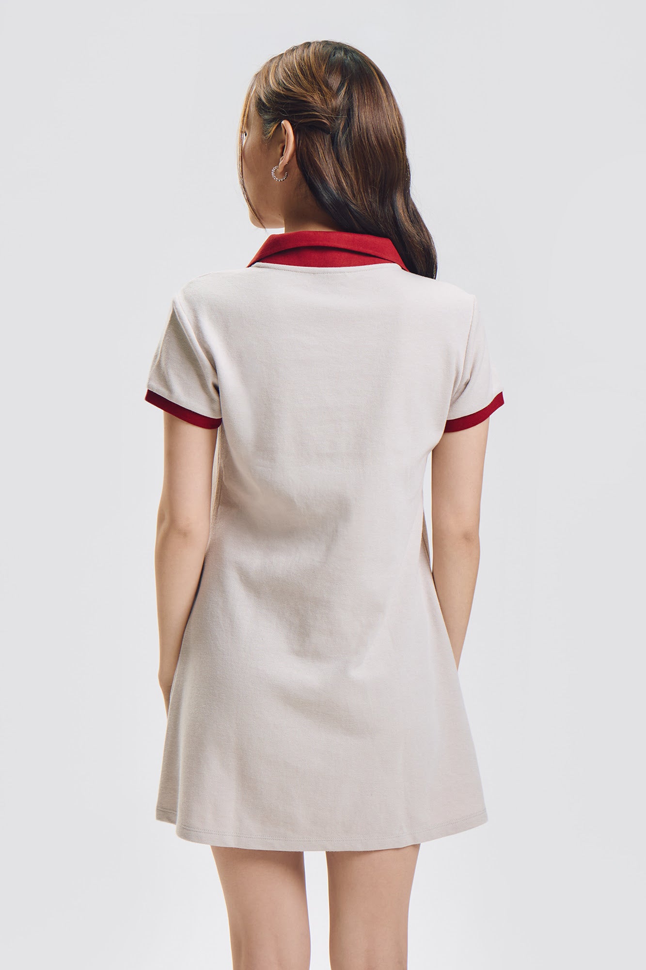 Slim Fit Collared Knit Dress with Heart Detail
