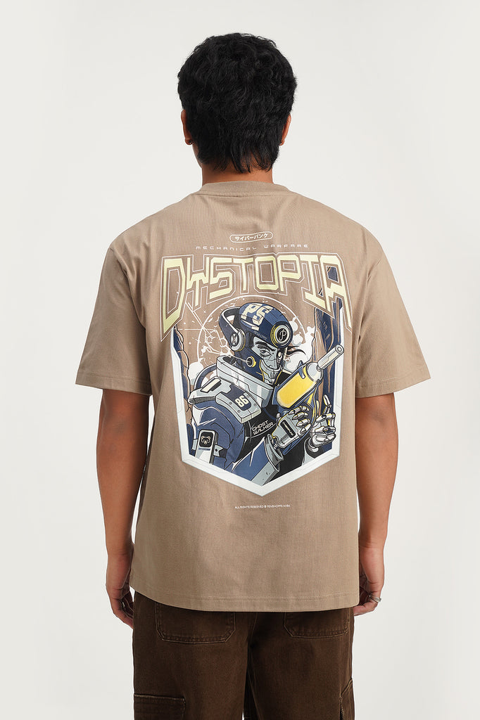 【WOOALONG】★Pigment over fit graphic T-shirt Dystopia Glow In The Dark Relaxed Fit Graphic T-Shirt