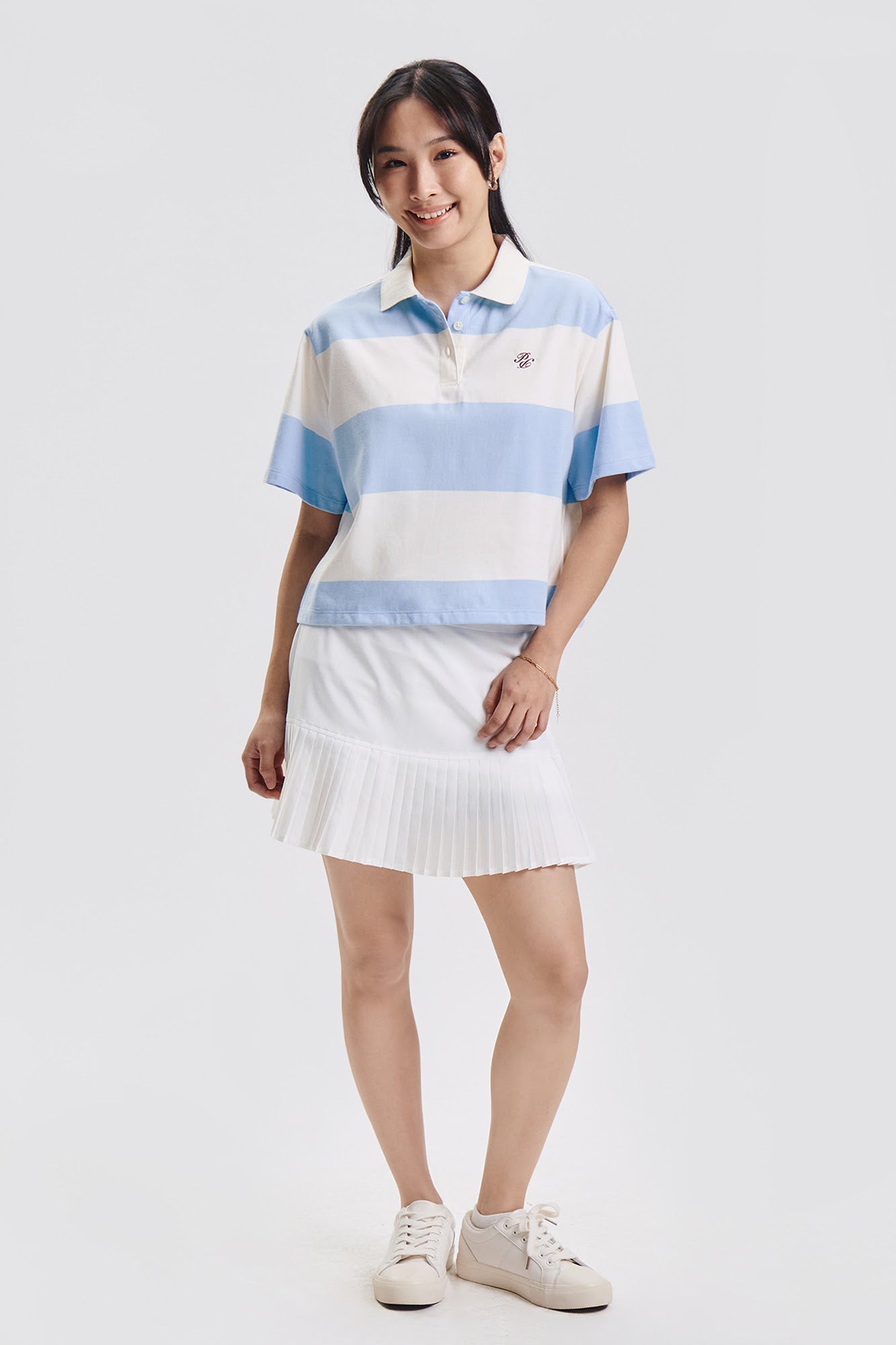 Stripes Boxy Polo with Crest Branding