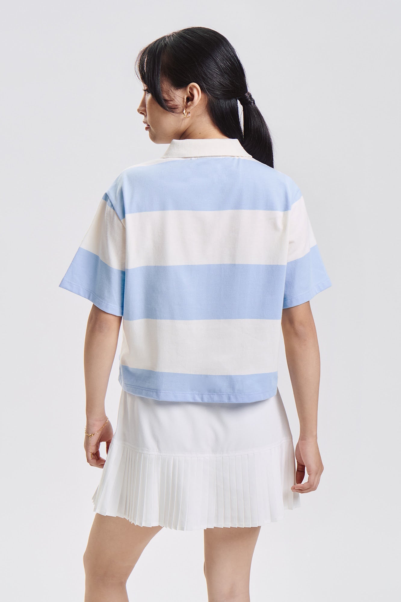 Stripes Boxy Polo with Crest Branding