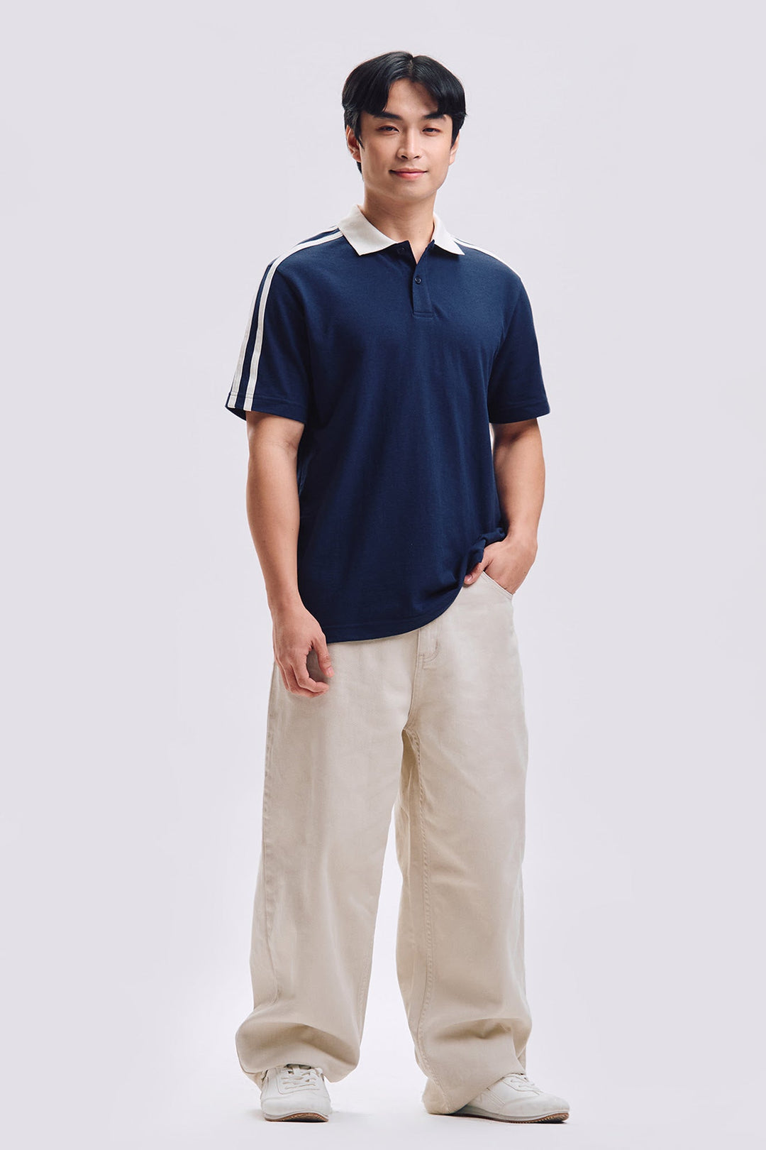 Relaxed Fit Polo with Contrast Details