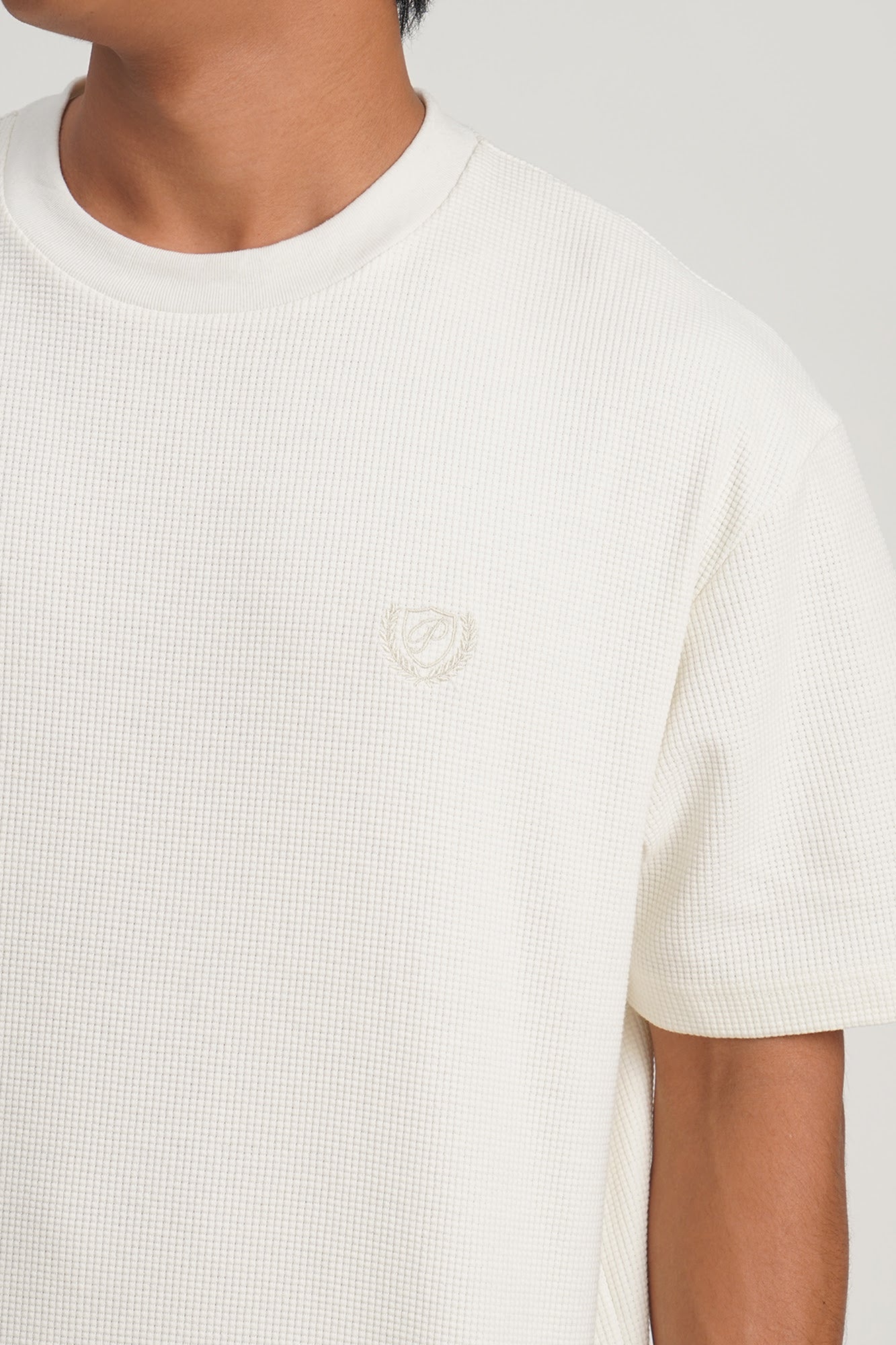 Relaxed Fit Waffle Knit T-Shirt with Embroidery – PENSHOPPE