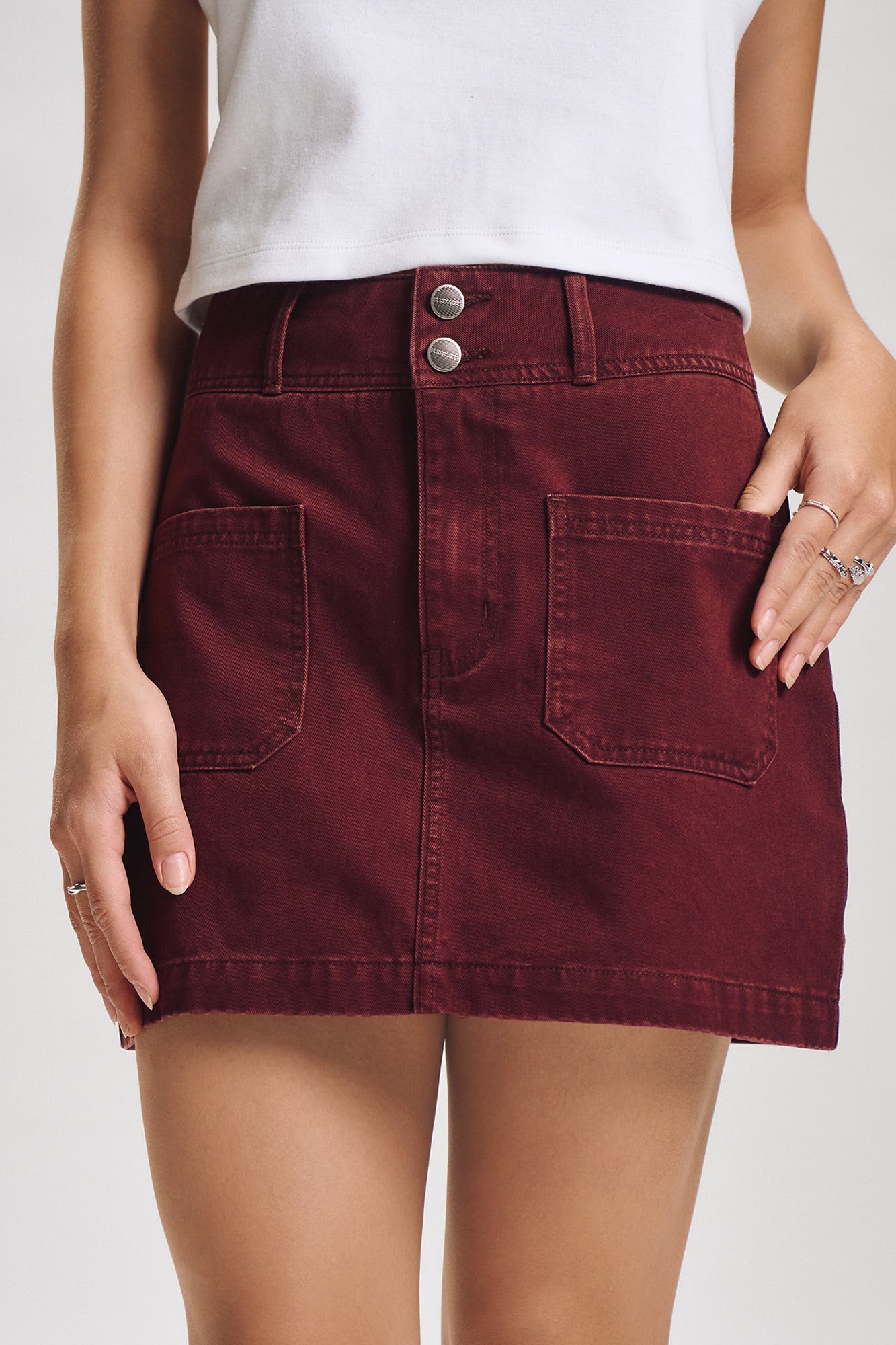 Denim Skirt with Patch Pockets
