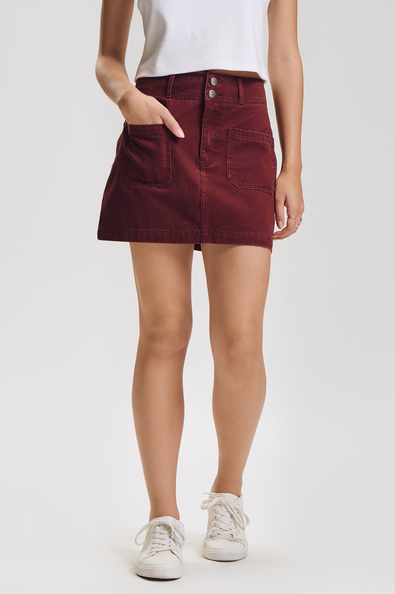 Denim Skirt with Patch Pockets