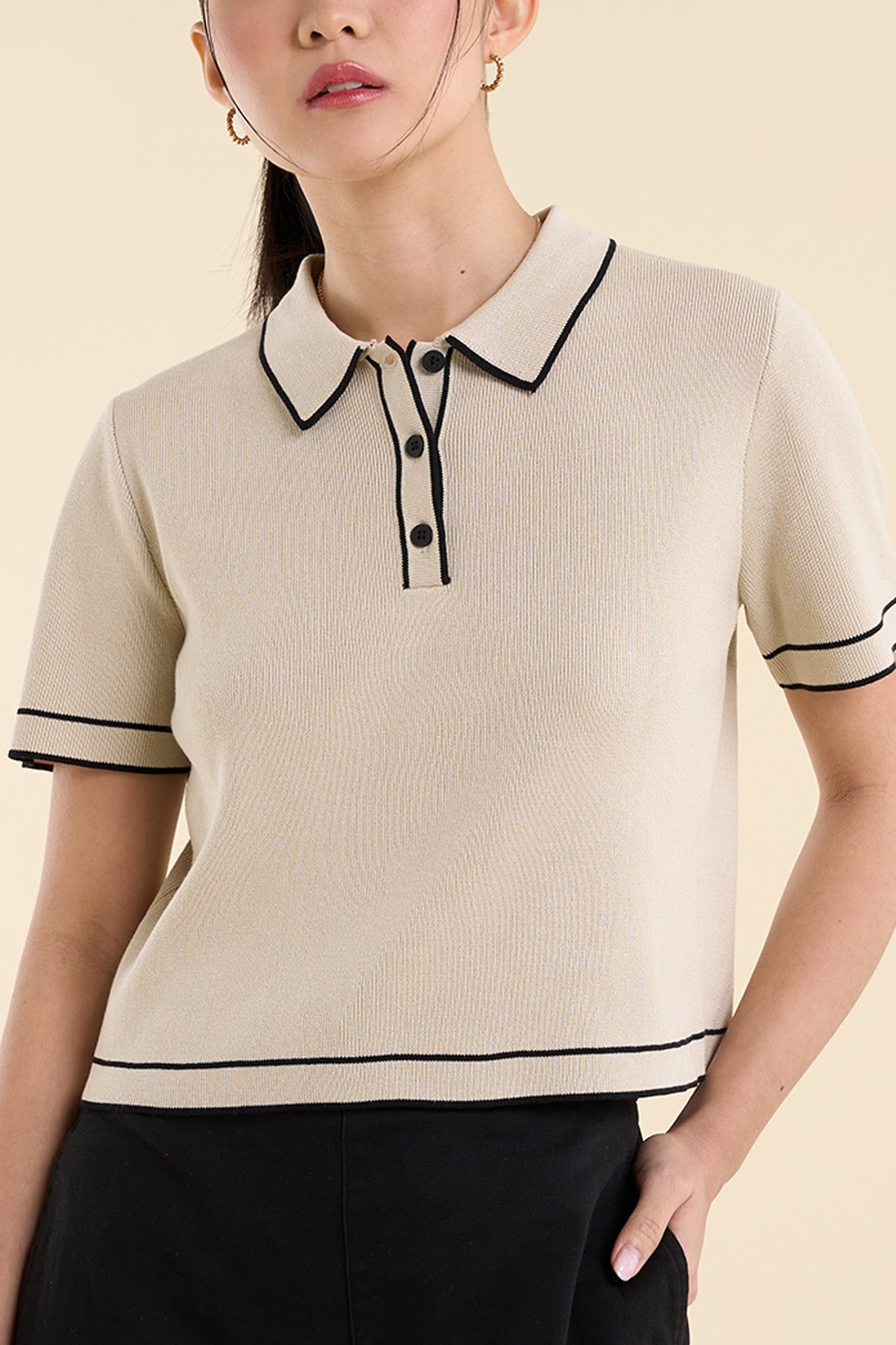 Dress Code Boxy Polo with Contrast Details