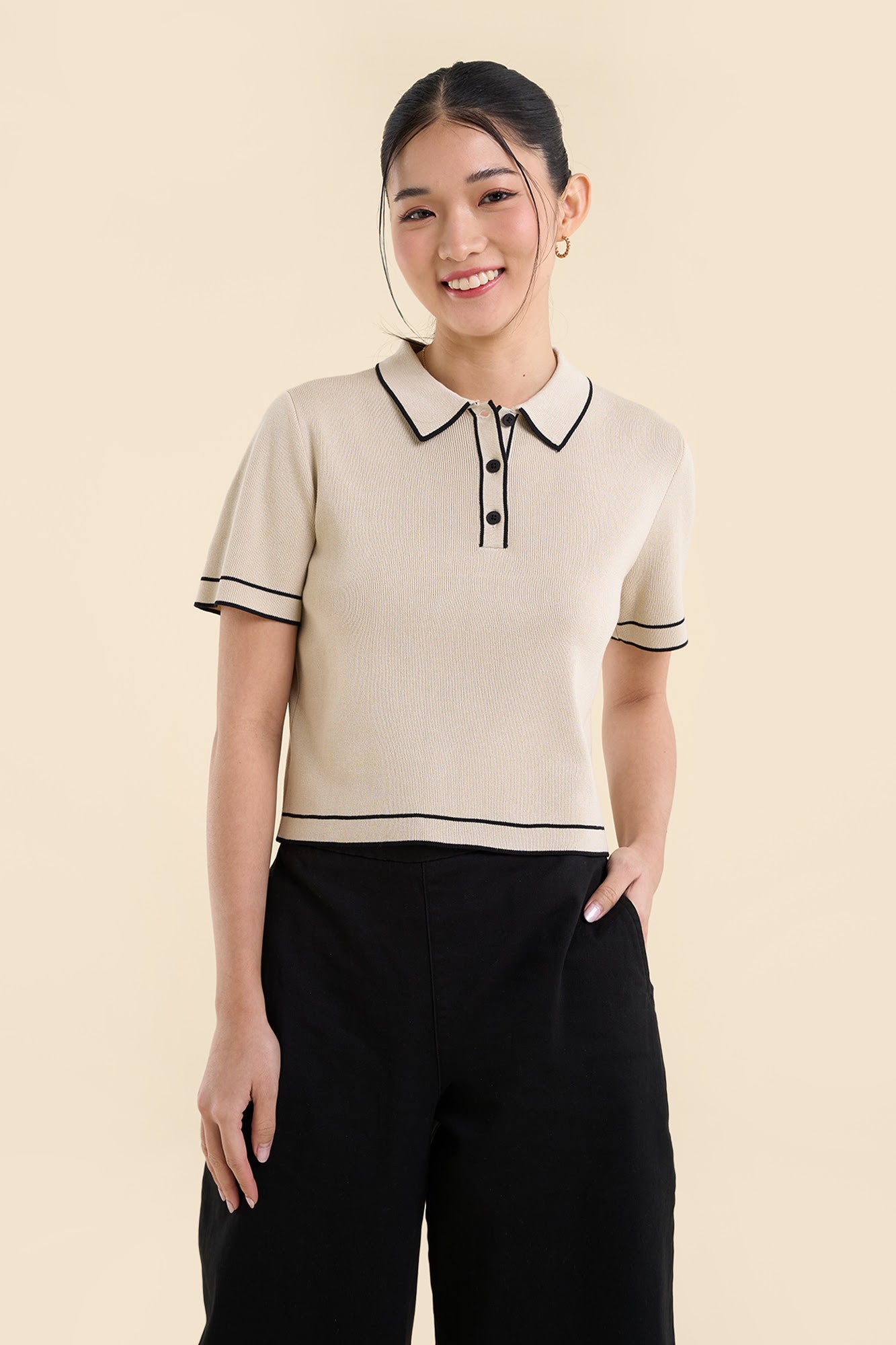 Dress Code Boxy Polo with Contrast Details