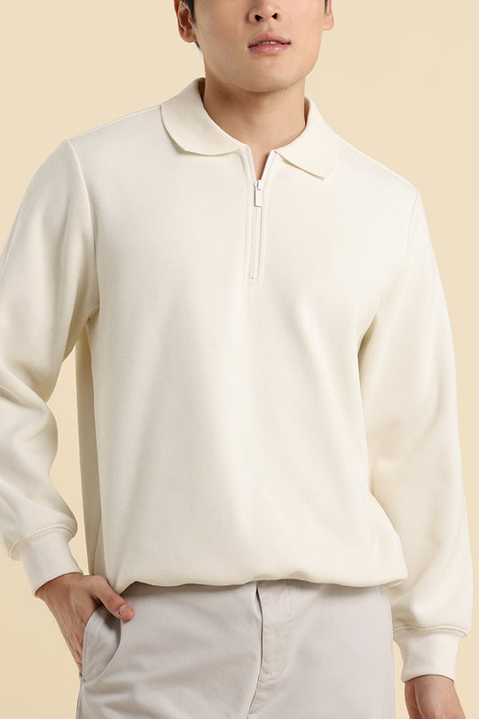 Dress Code Relaxed Textured Half Zip Sweatshirt