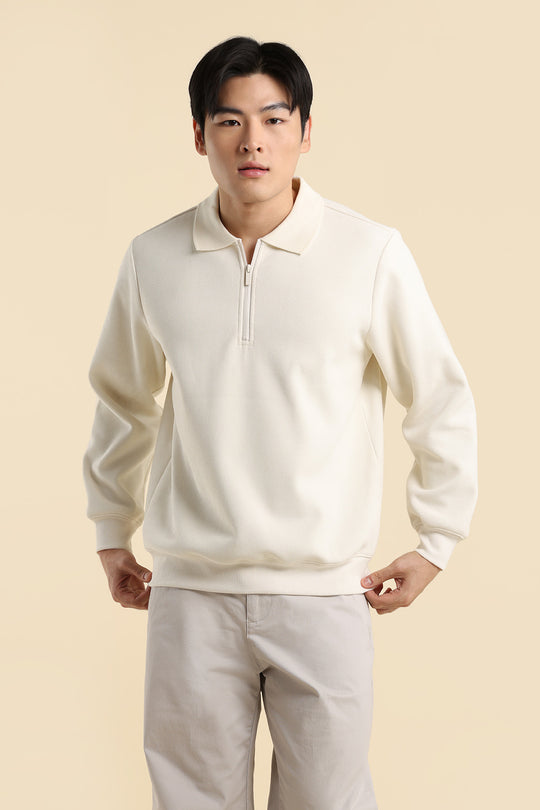 Dress Code Relaxed Textured Half Zip Sweatshirt