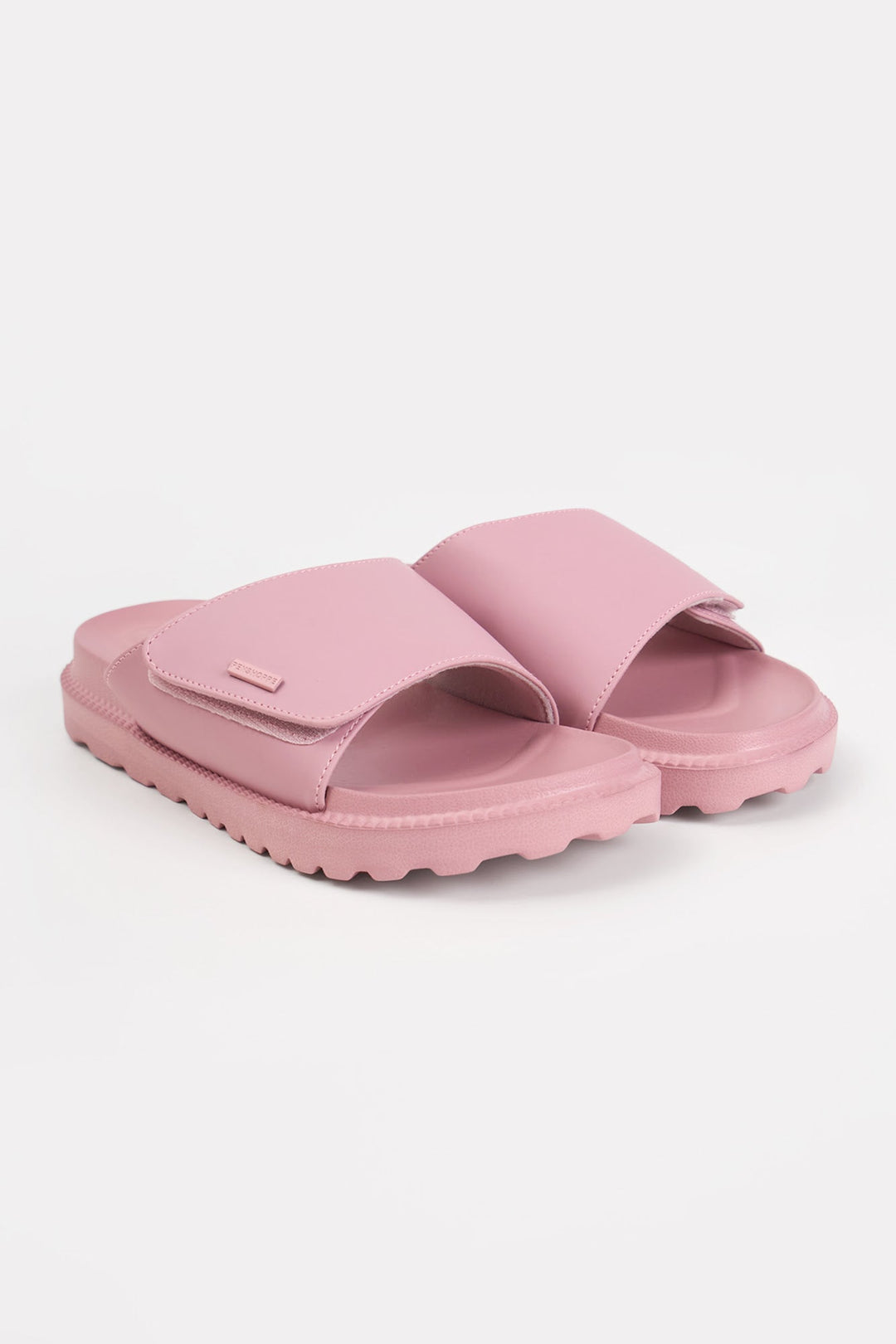 Women's Platform Slides with Metal Branding