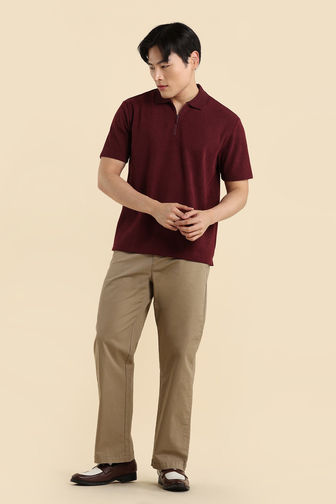 Dress Code Textured Half Zip Polo