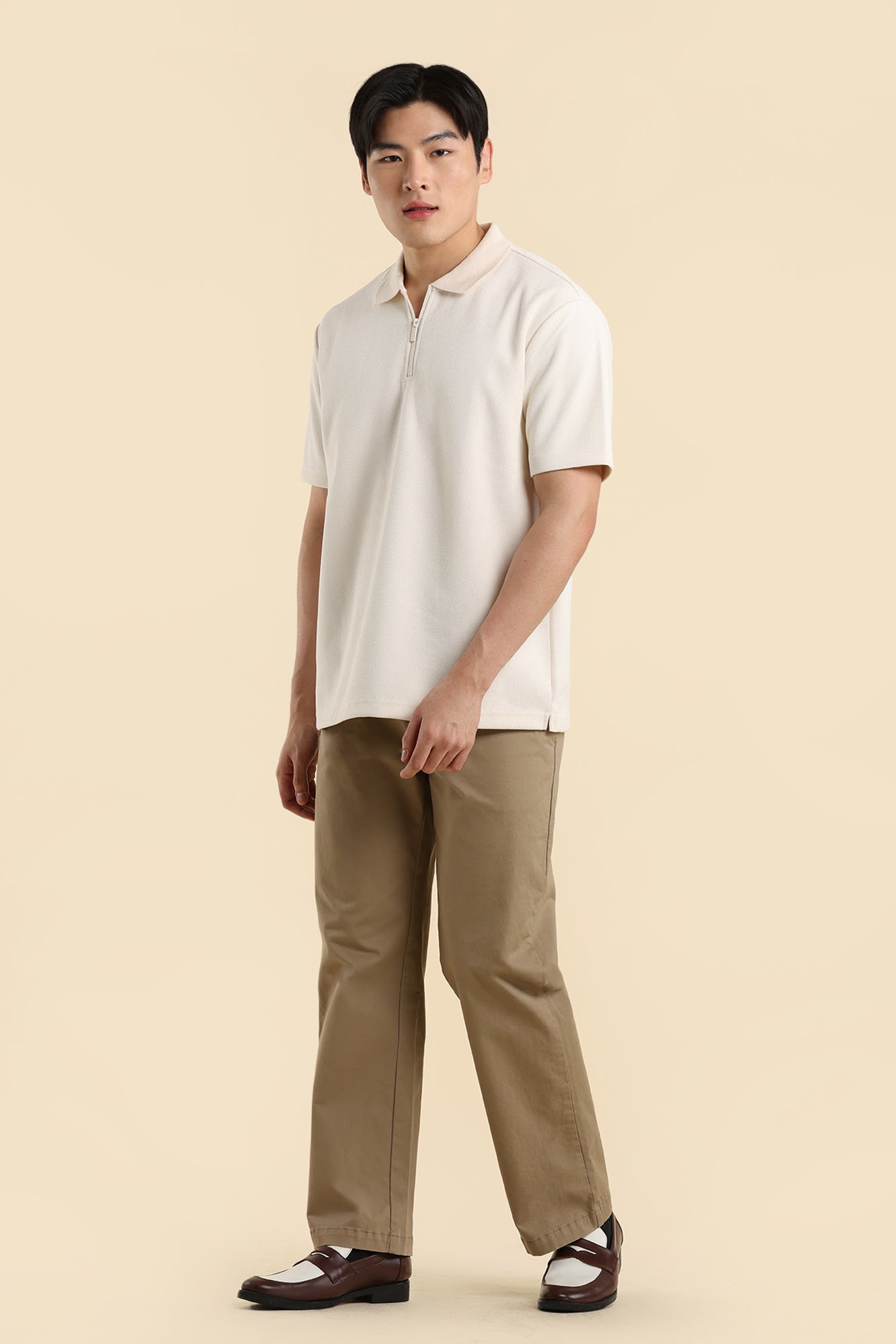 Dress Code Textured Half Zip Polo