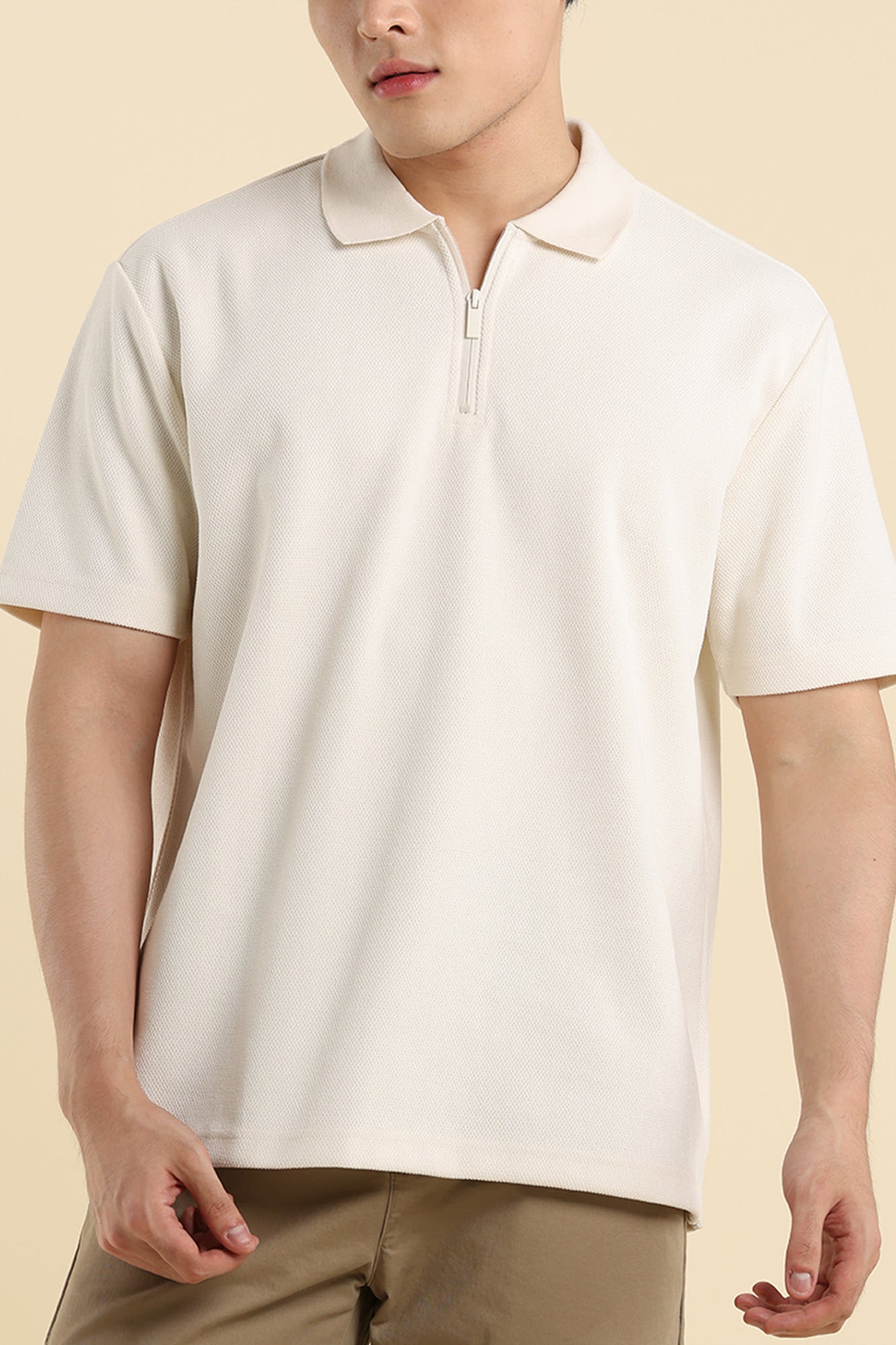 Dress Code Textured Half Zip Polo
