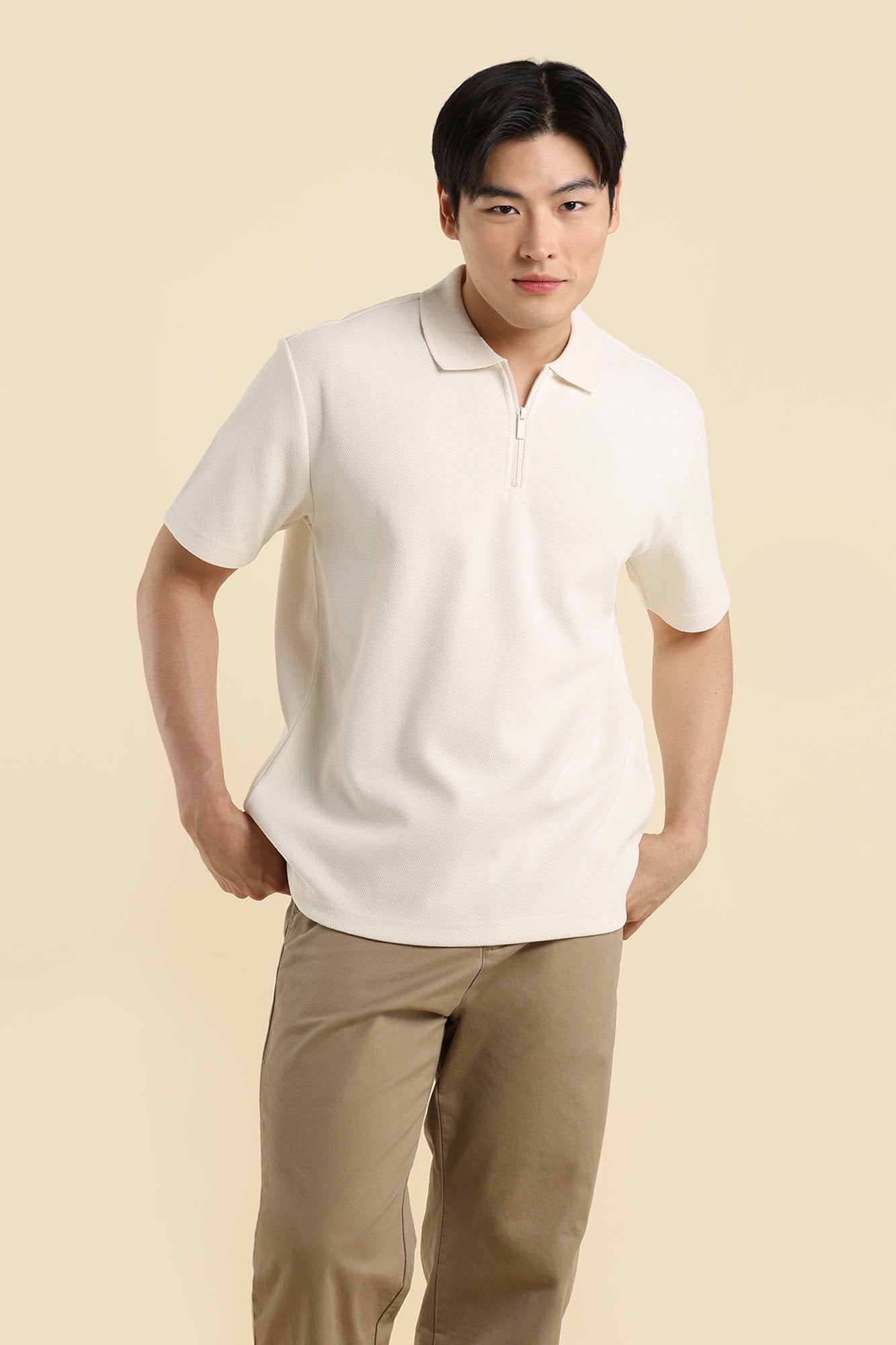 Dress Code Textured Half Zip Polo