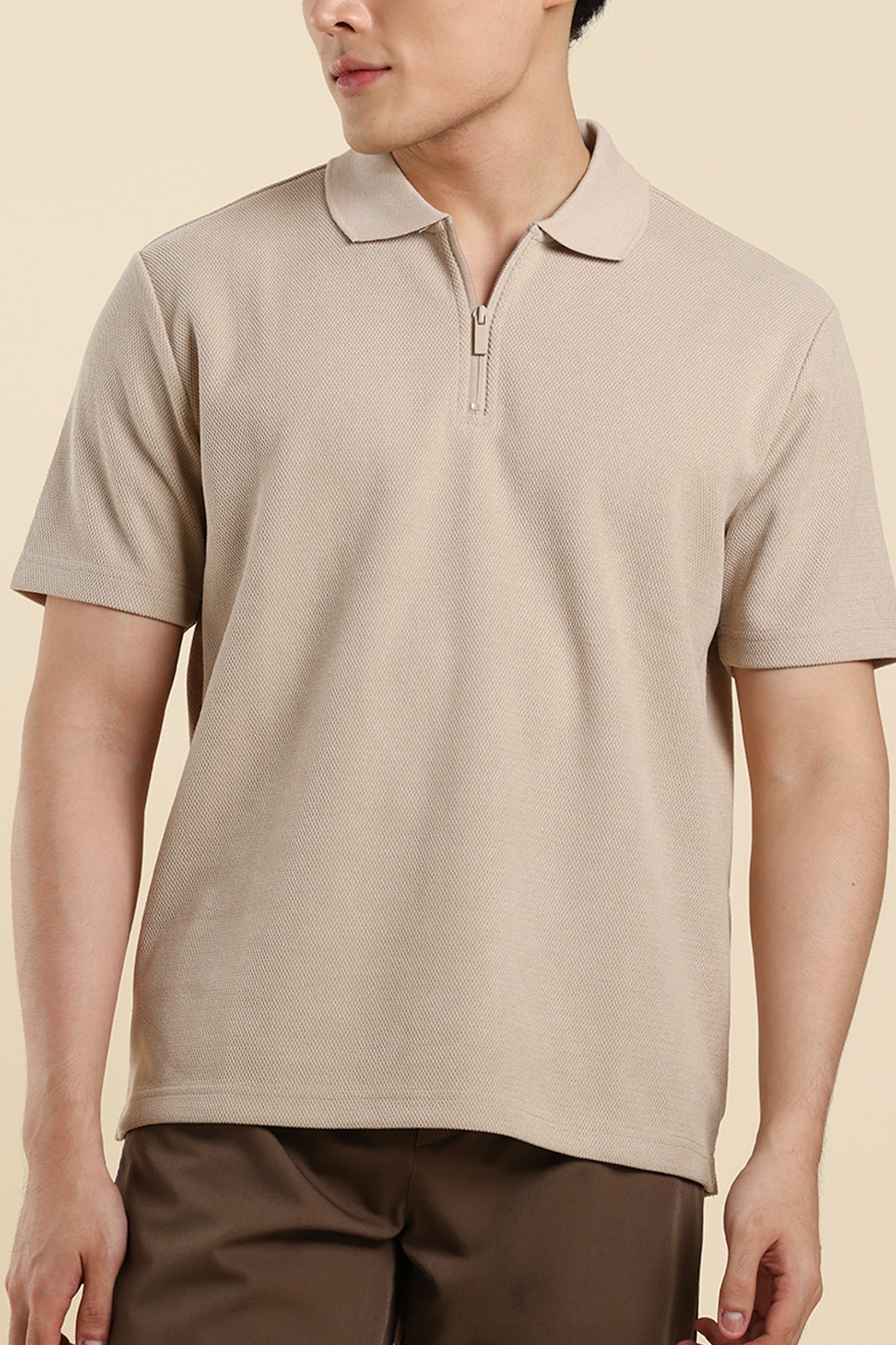 Dress Code Textured Half Zip Polo