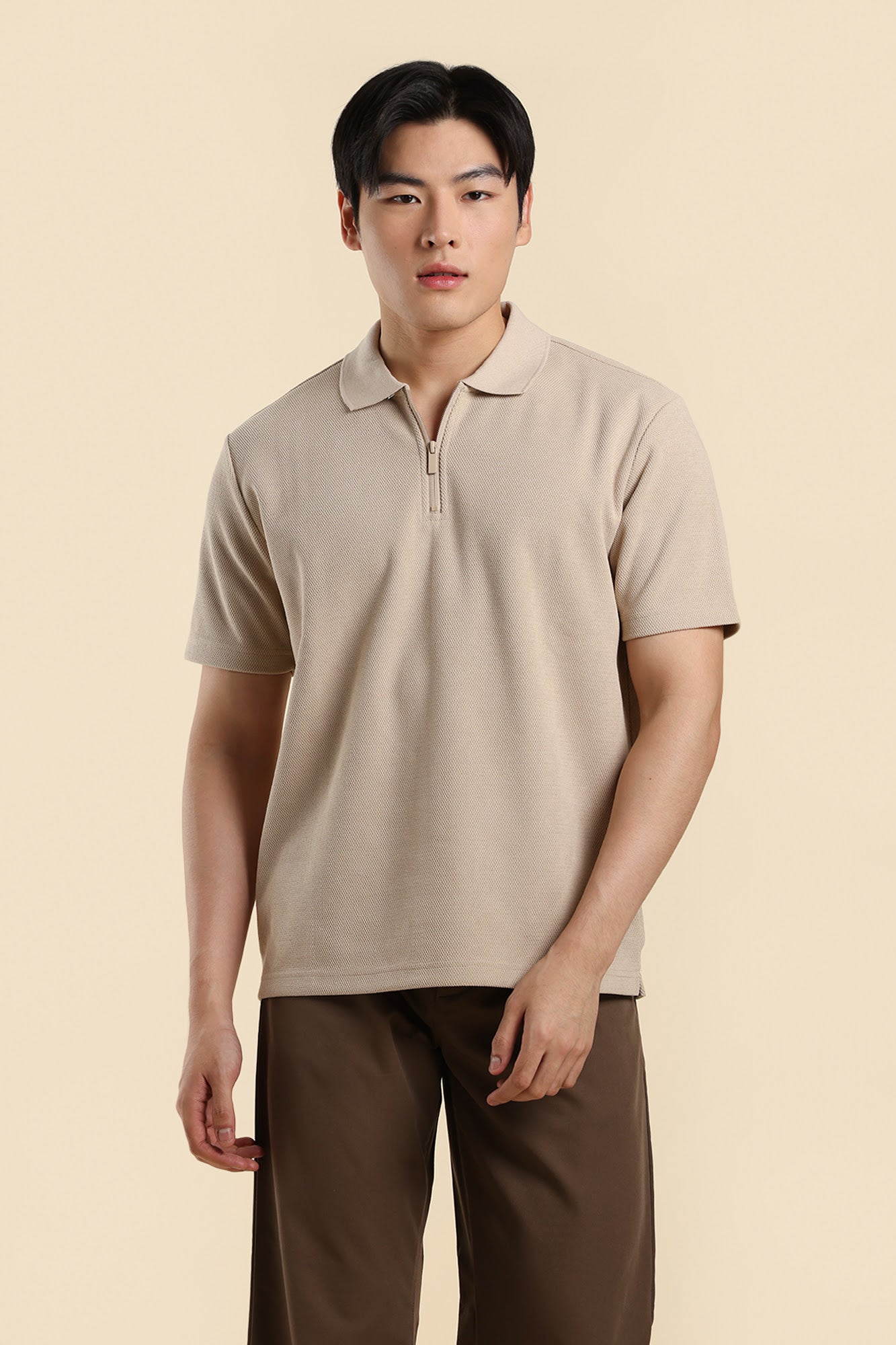 Dress Code Textured Half Zip Polo