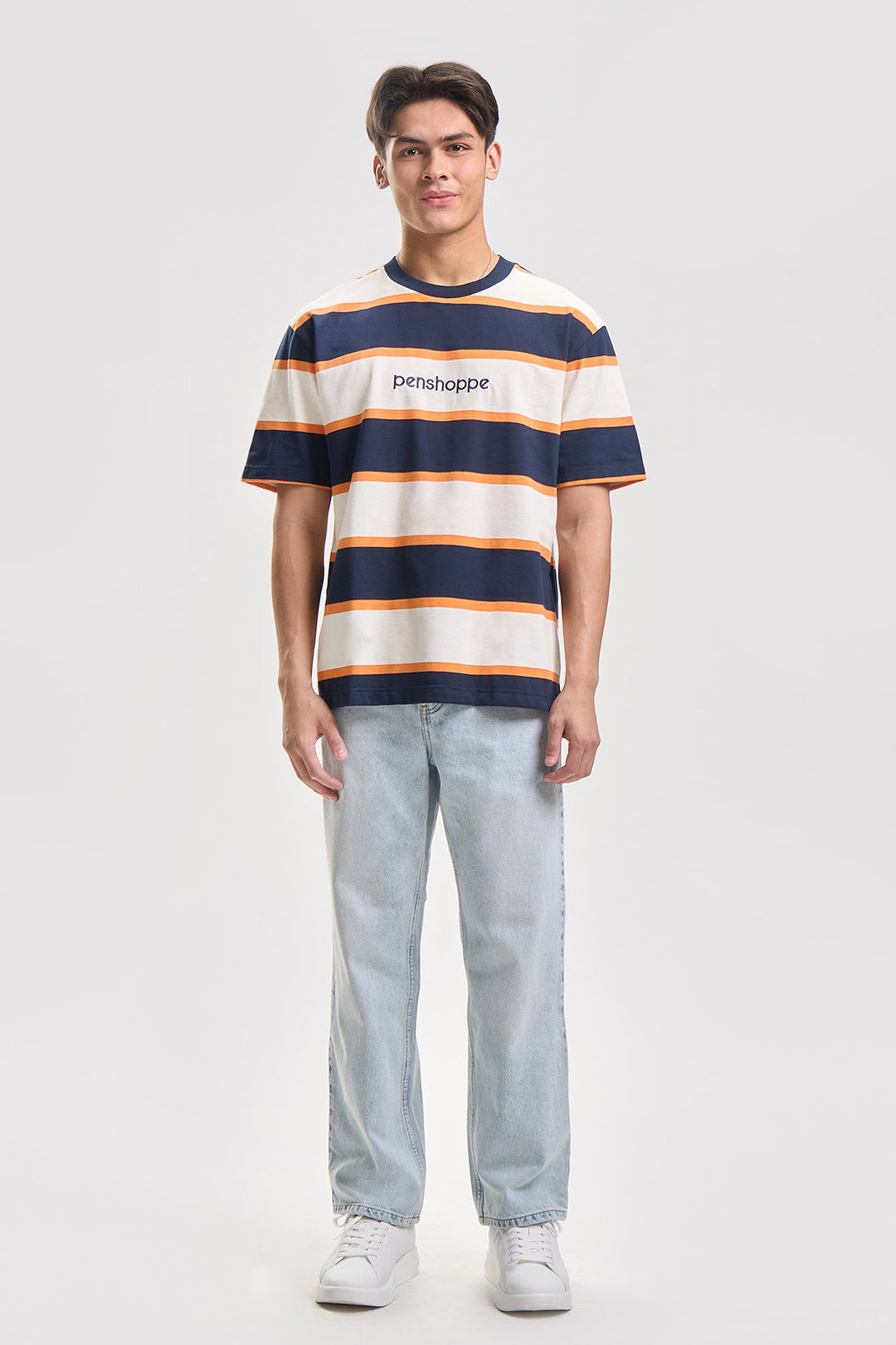 Relaxed Striped T-Shirt with Branding