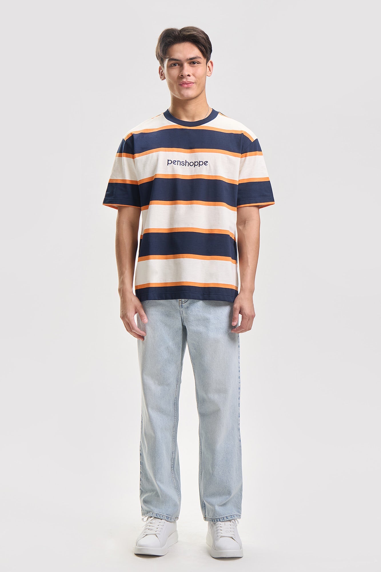 Relaxed Striped T-Shirt with Branding