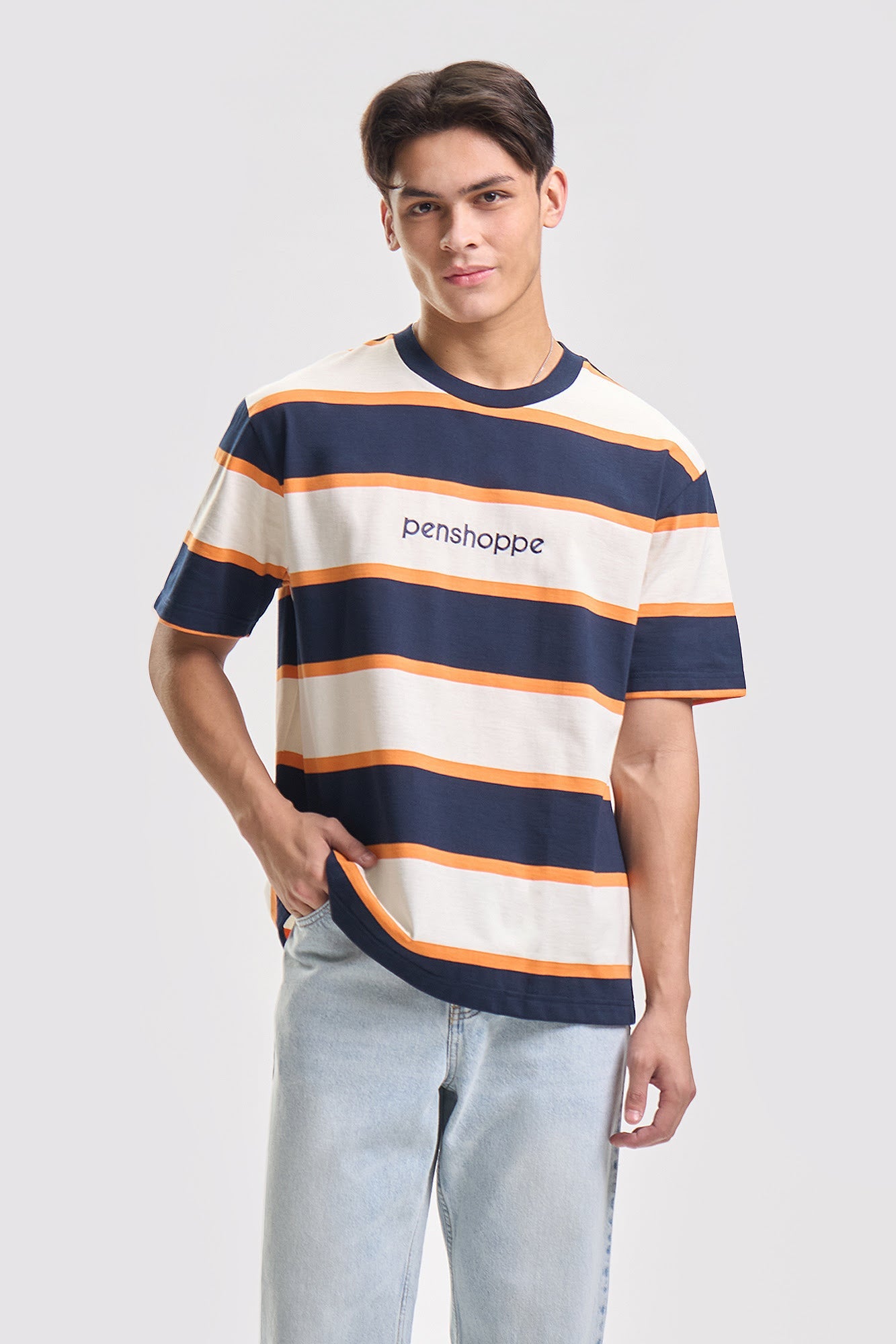 Relaxed Striped T-Shirt with Branding
