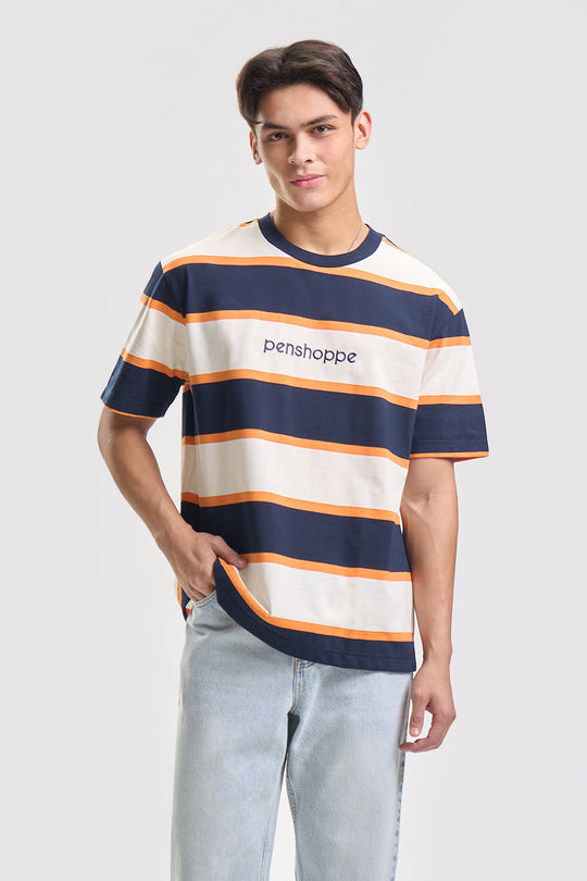 Relaxed Striped T-Shirt with Branding