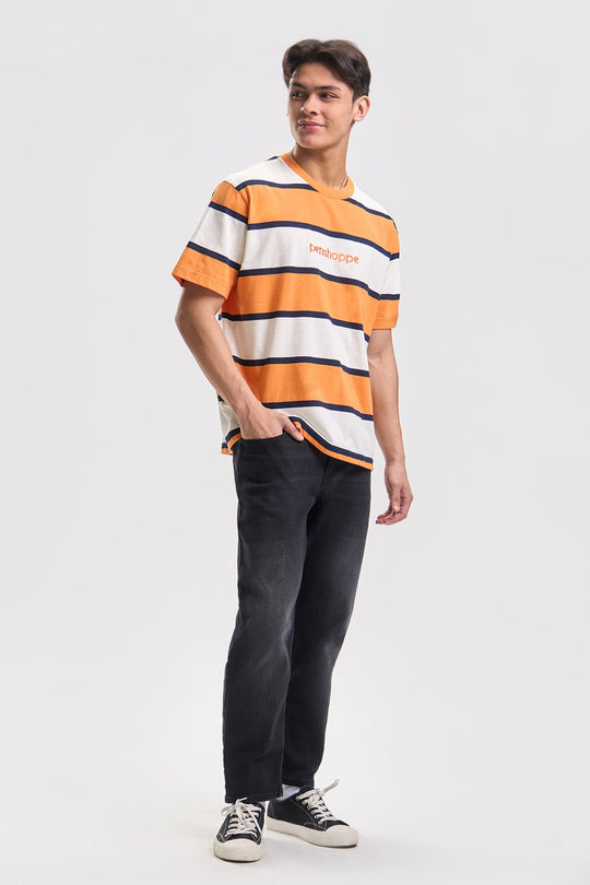 Relaxed Striped T-Shirt with Branding