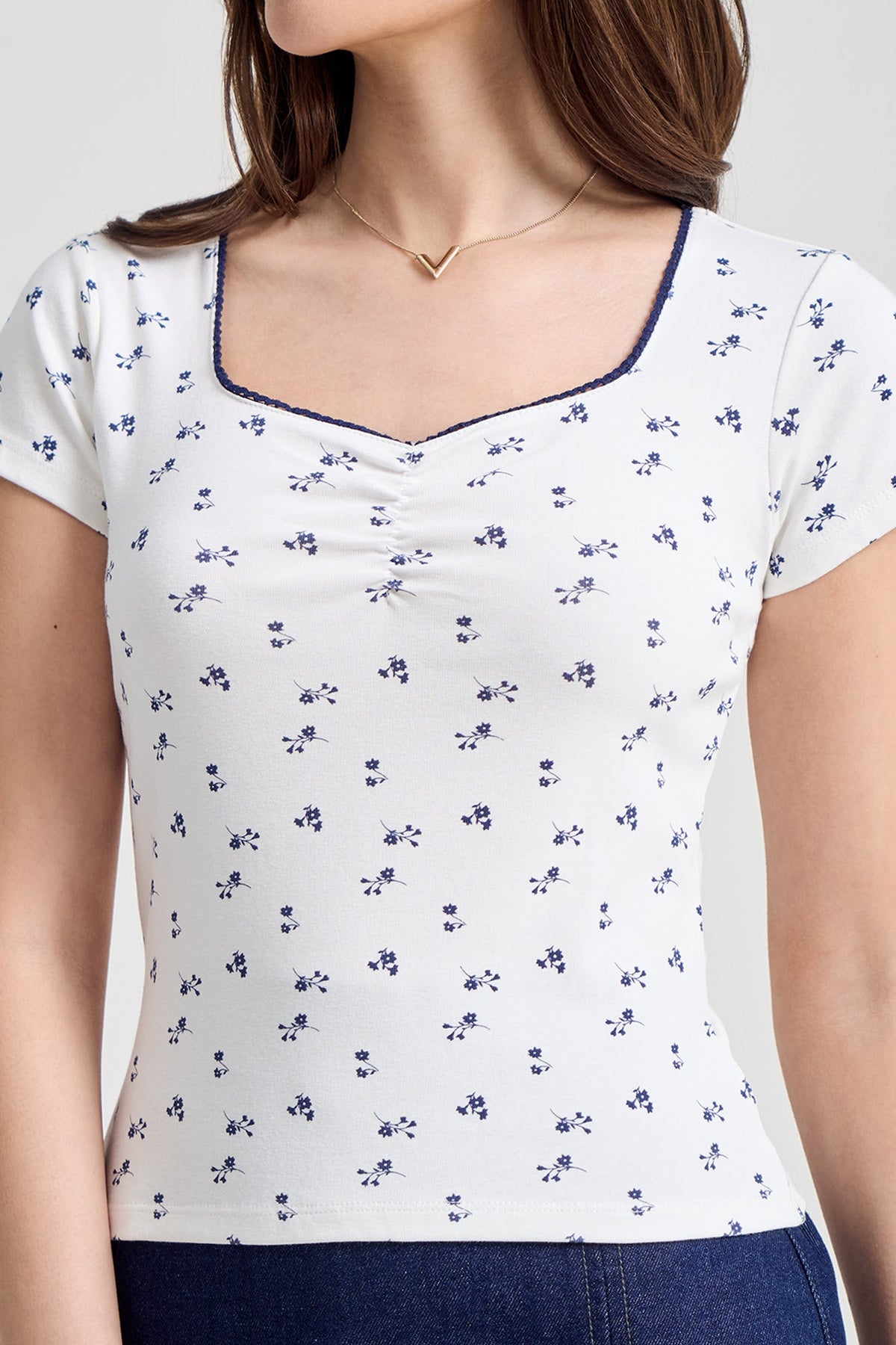 Floral All-Over Print Slim Fit Top