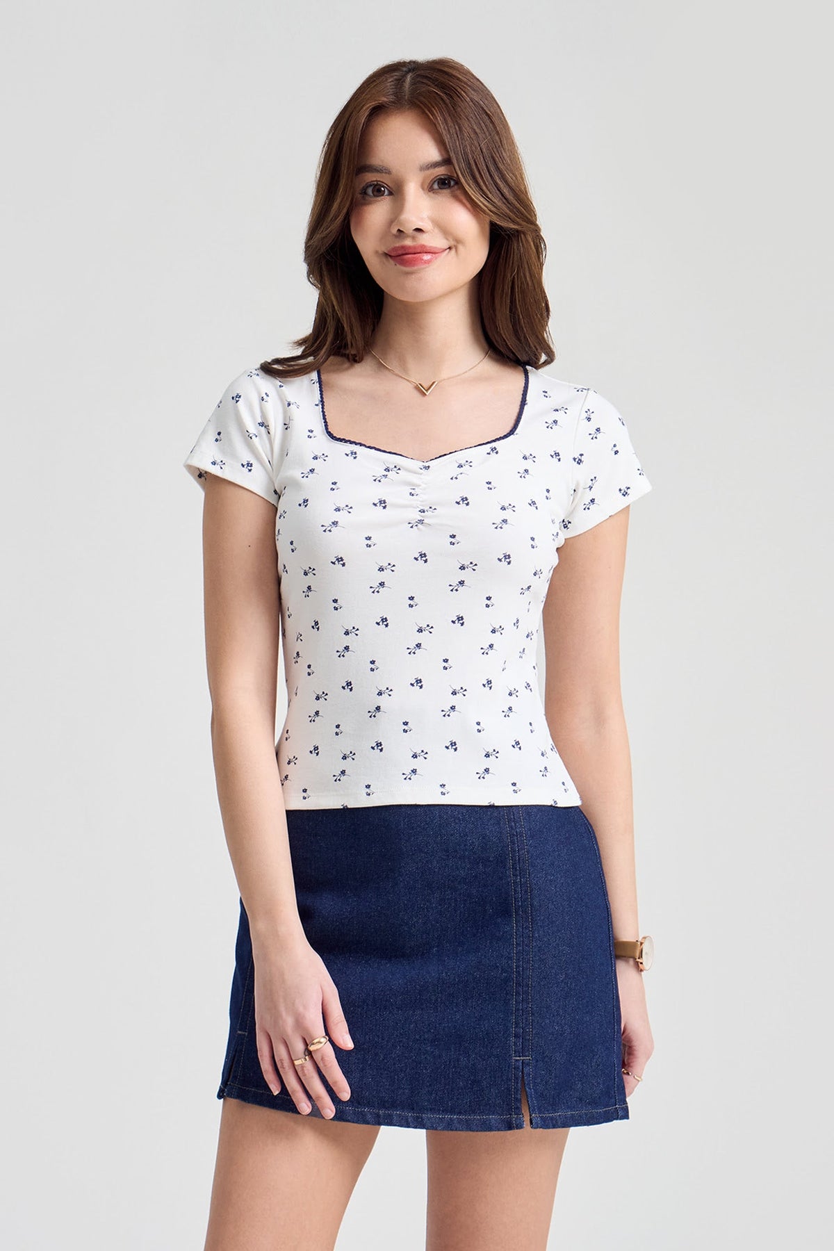 Floral All-Over Print Slim Fit Top