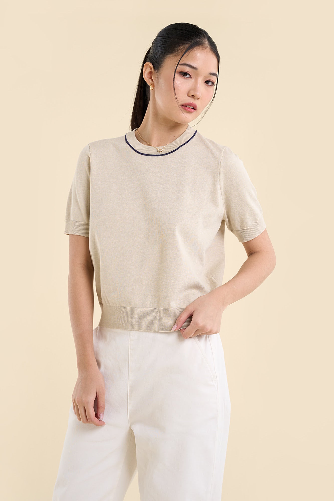 Dress Code Relaxed Fit Top with Contrast Detail