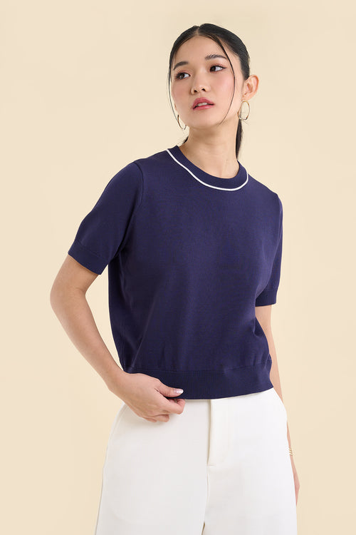 Dress Code Relaxed Fit Top with Contrast Detail