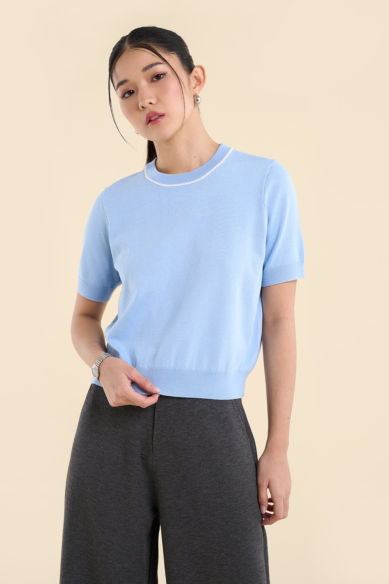 Dress Code Relaxed Fit Top with Contrast Detail