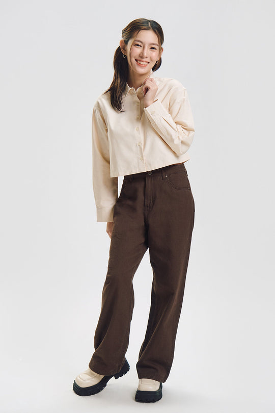Long Sleeve Relaxed Oxford Button Down Top