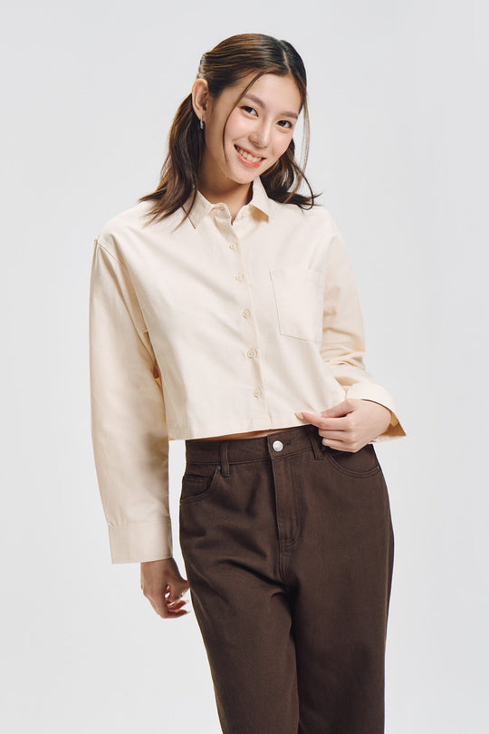 Long Sleeve Relaxed Oxford Button Down Top