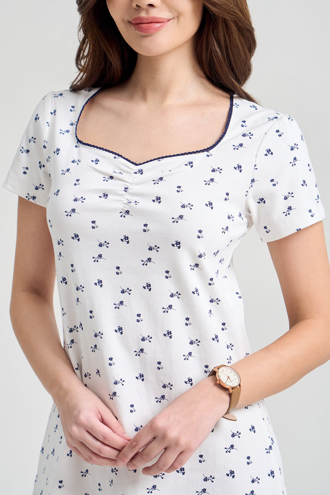 Floral All-Over Print Short Sleeve A-Line Dress