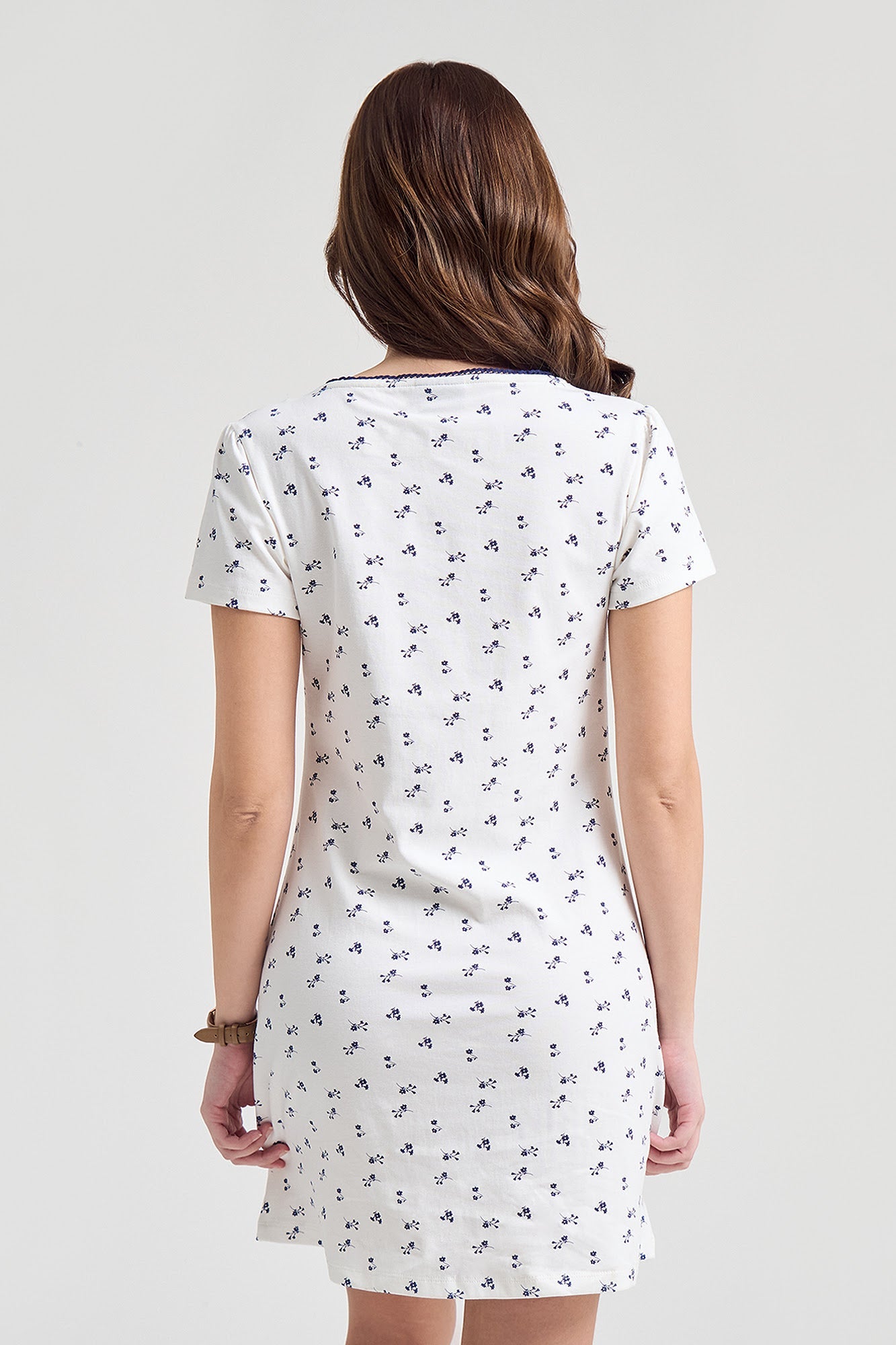Floral All-Over Print Short Sleeve A-Line Dress