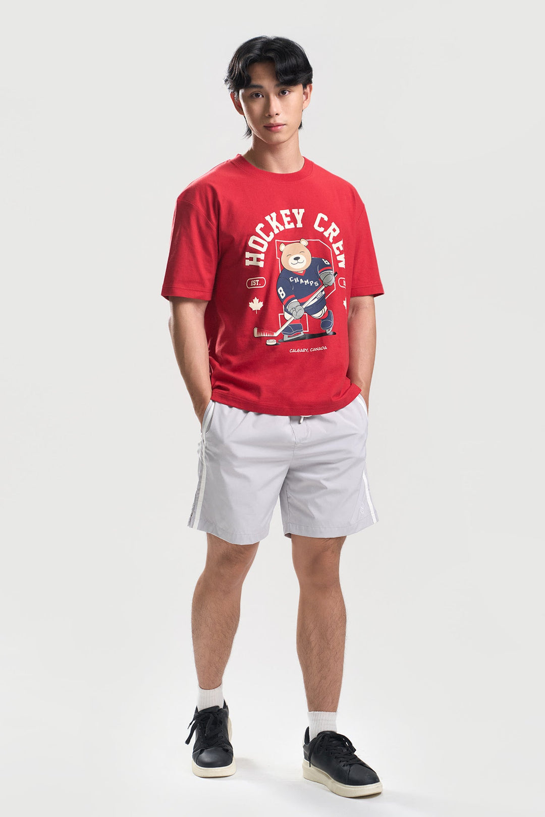 Modern Fit Nylon Shorts with Side Stripes
