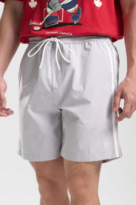 Modern Fit Nylon Shorts with Side Stripes