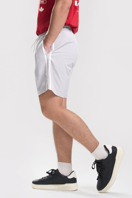 Modern Fit Nylon Shorts with Side Stripes