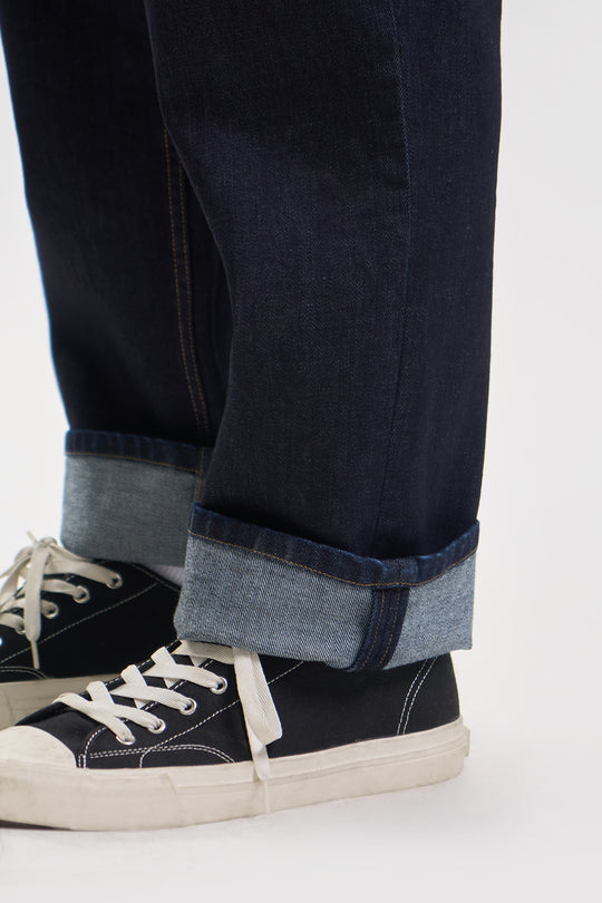 Straight Fit Turn-Up Hem Jeans