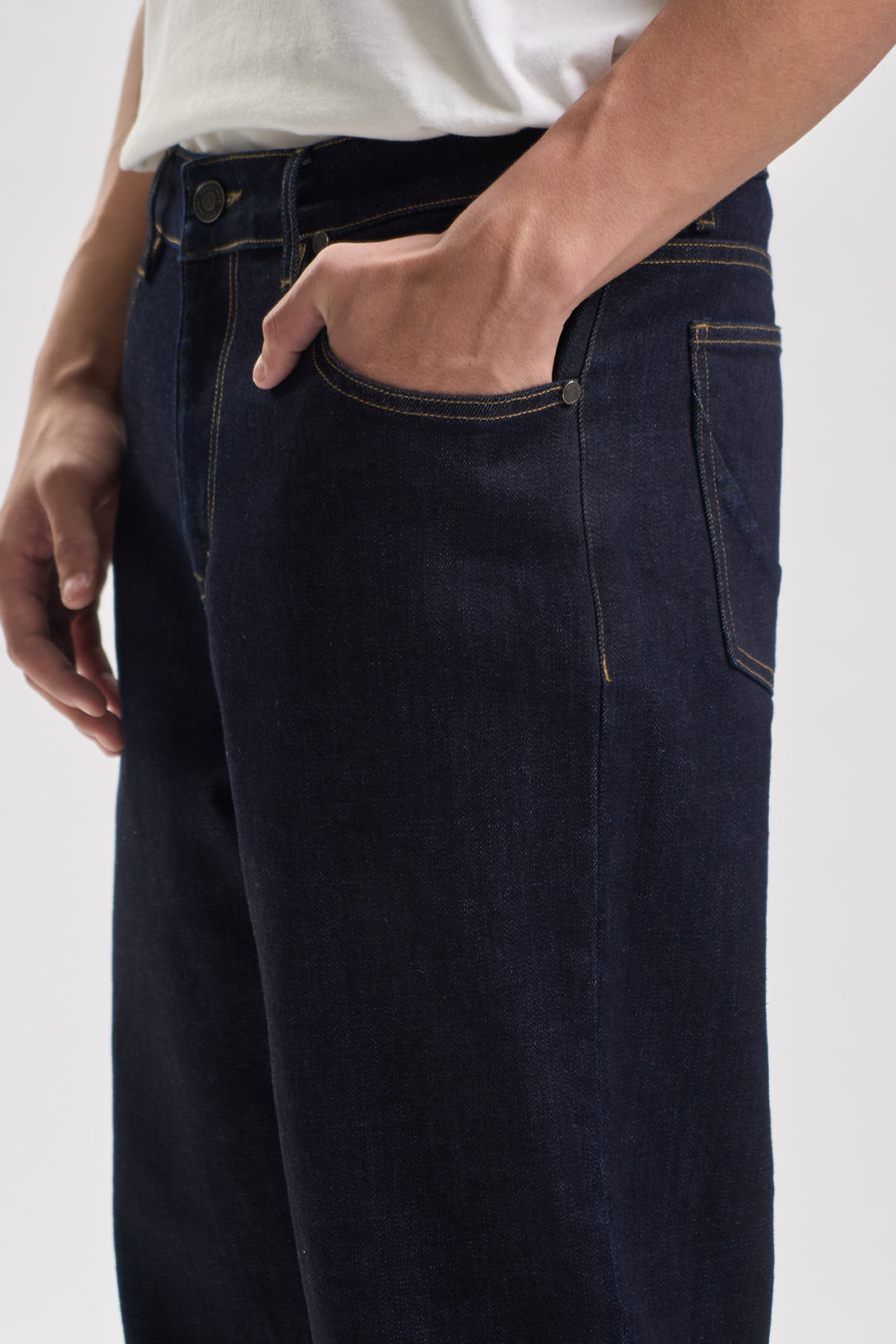 Straight Fit Turn-Up Hem Jeans