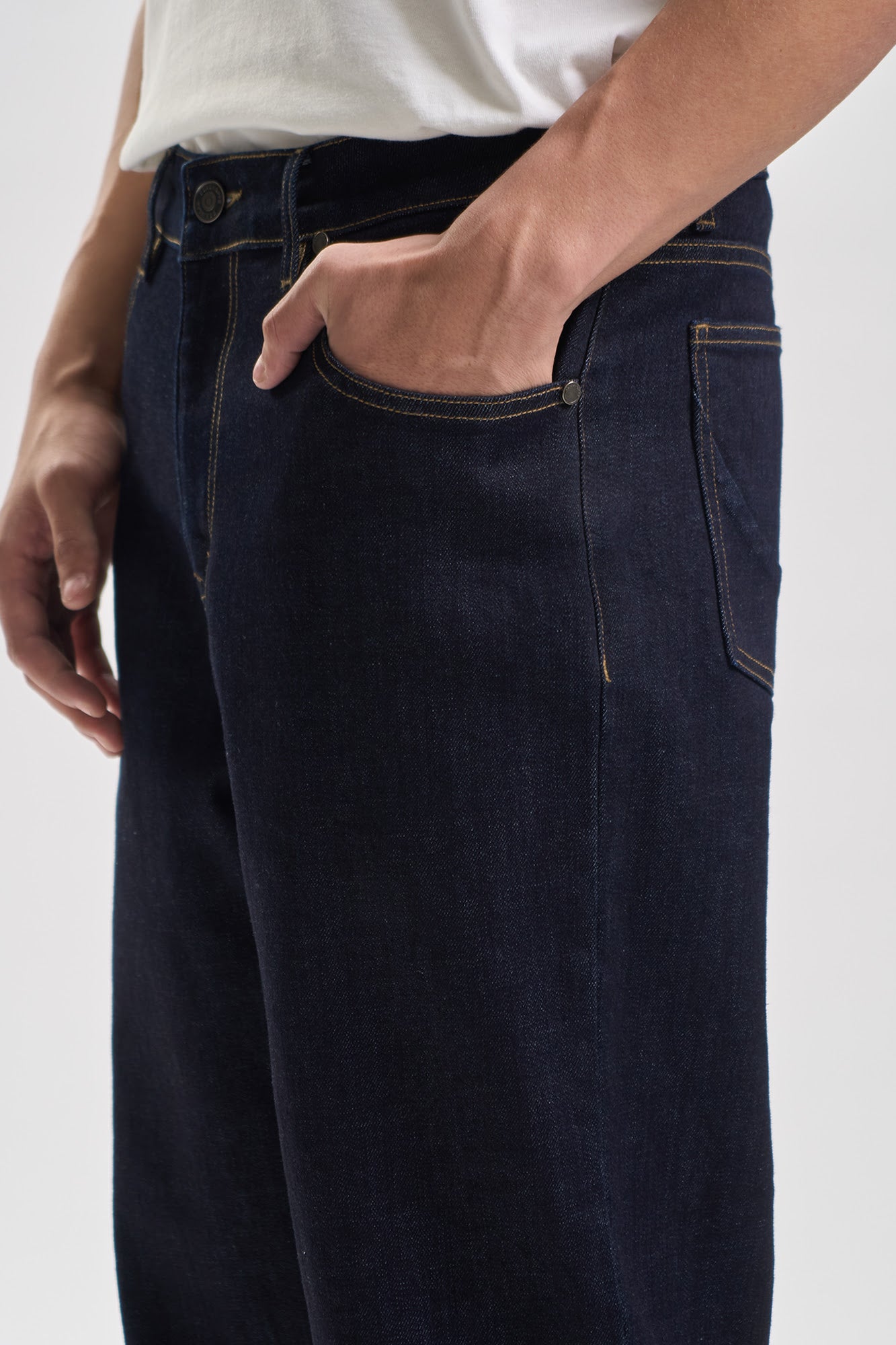 Straight Fit Turn-Up Hem Jeans