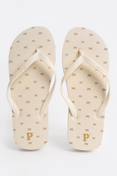 Women's All-Over Print Platform Sole Flip Flops