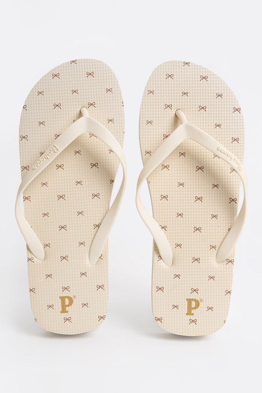 Women's All-Over Print Platform Sole Flip Flops