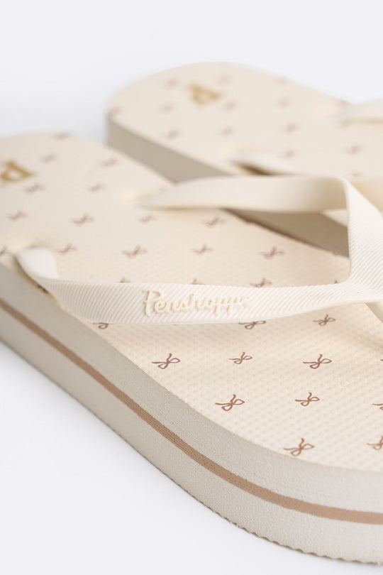 Women's All-Over Print Platform Sole Flip Flops