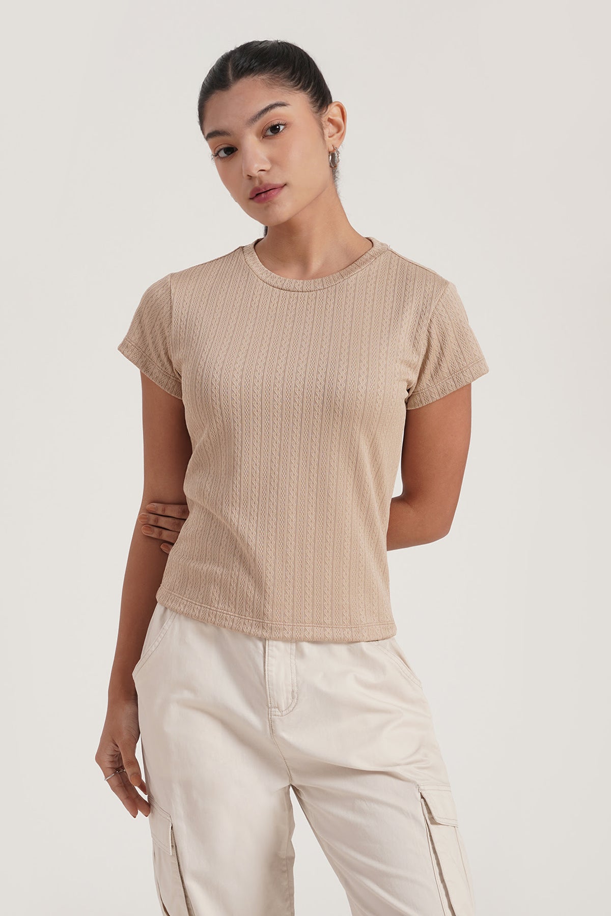 人気のファッションブランド！ Slim Fit Textured Knit Top – PENSHOPPE トップス