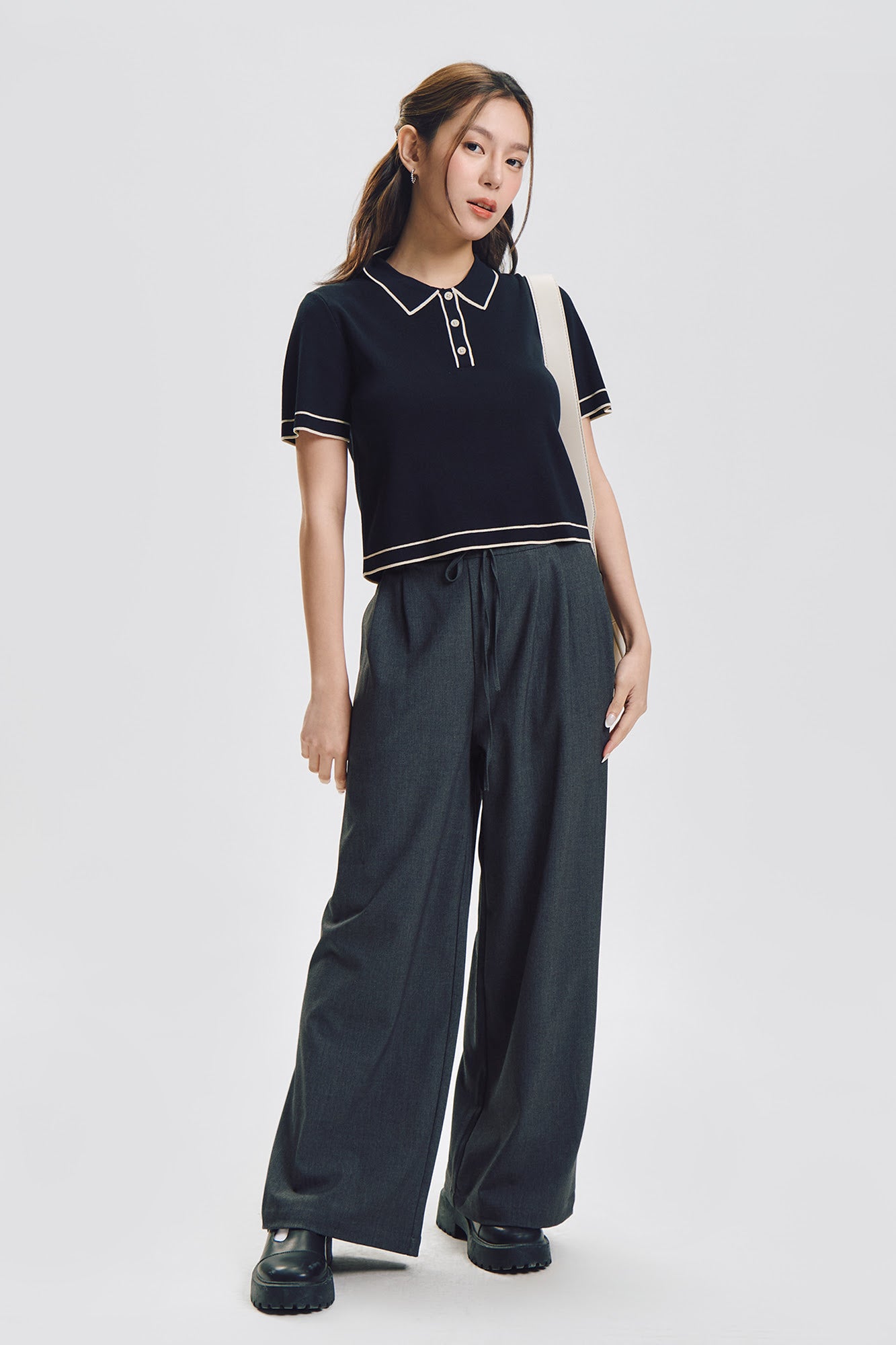 Wide Pull-On Pleated Pants